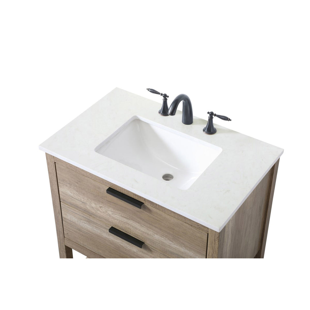 30 Inch Single Bathroom Vanity In Natural Oak - View 6 - Joshua Marshal