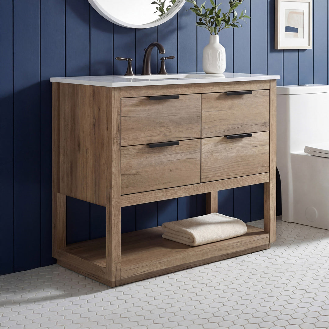 36 Inch Single Bathroom Vanity In Natural Oak Natural Oak Finish - KITCHEN & BATH by Joshua Marshal