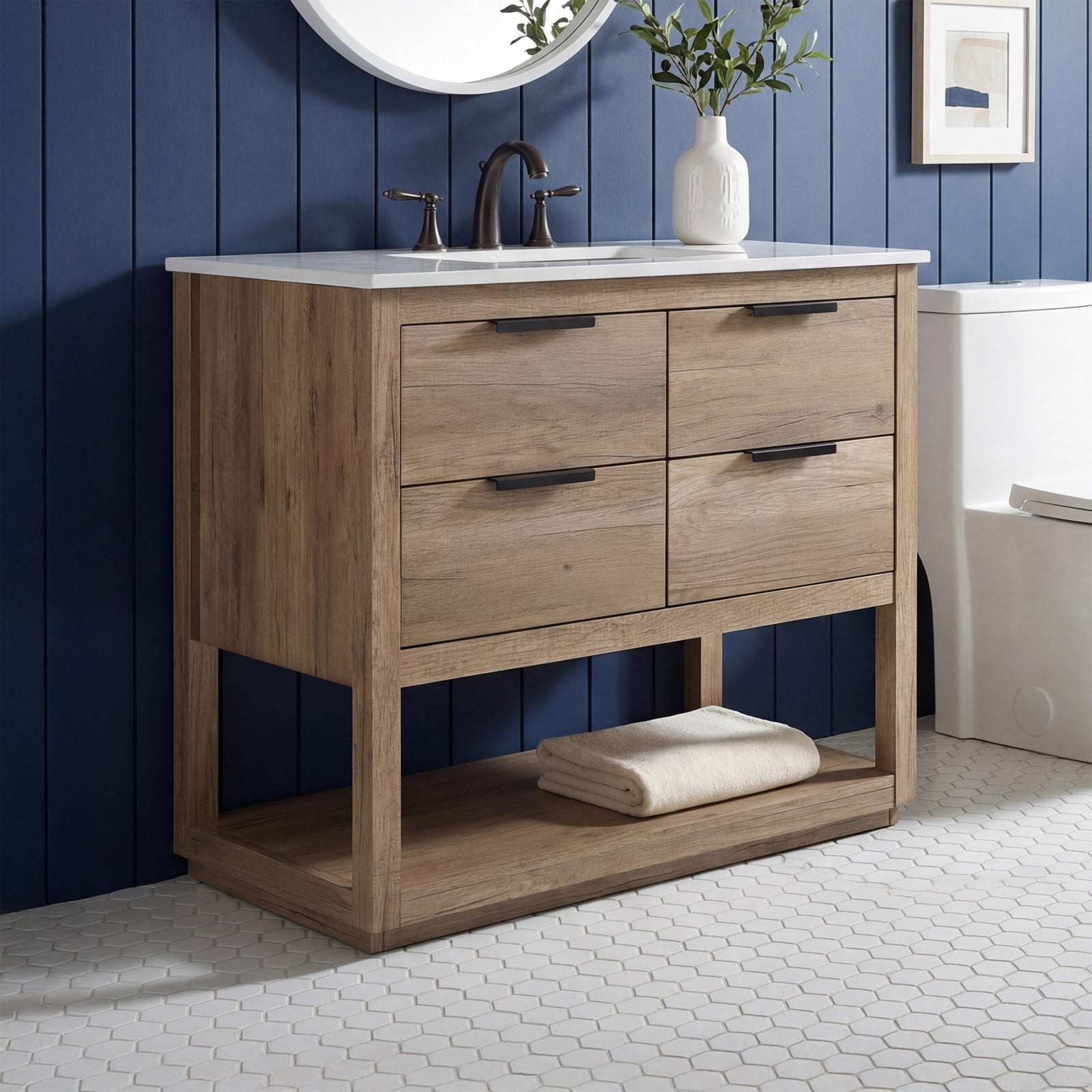36 Inch Single Bathroom Vanity In Natural Oak Natural Oak Finish - KITCHEN & BATH by Joshua Marshal