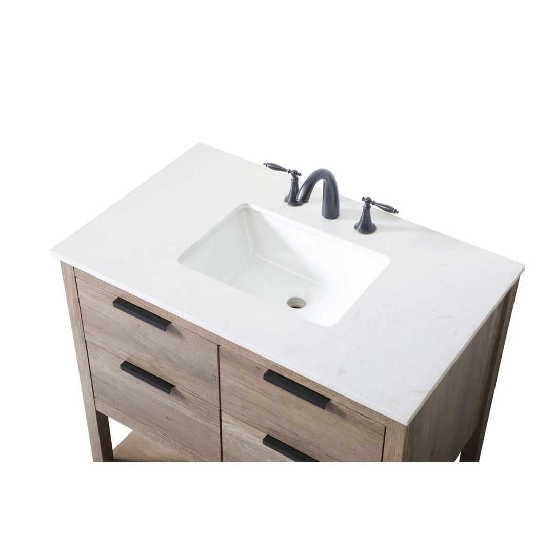 36 Inch Single Bathroom Vanity In Natural Oak - View 6 - Joshua Marshal
