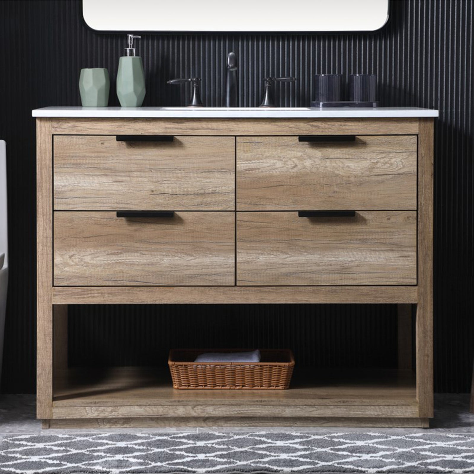 42 Inch Single Bathroom Vanity In Natural Oak Natural Oak Finish - KITCHEN & BATH by Joshua Marshal