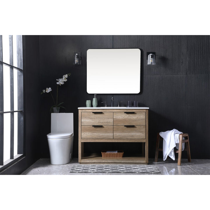 42 Inch Single Bathroom Vanity In Natural Oak - View 2 - Joshua Marshal