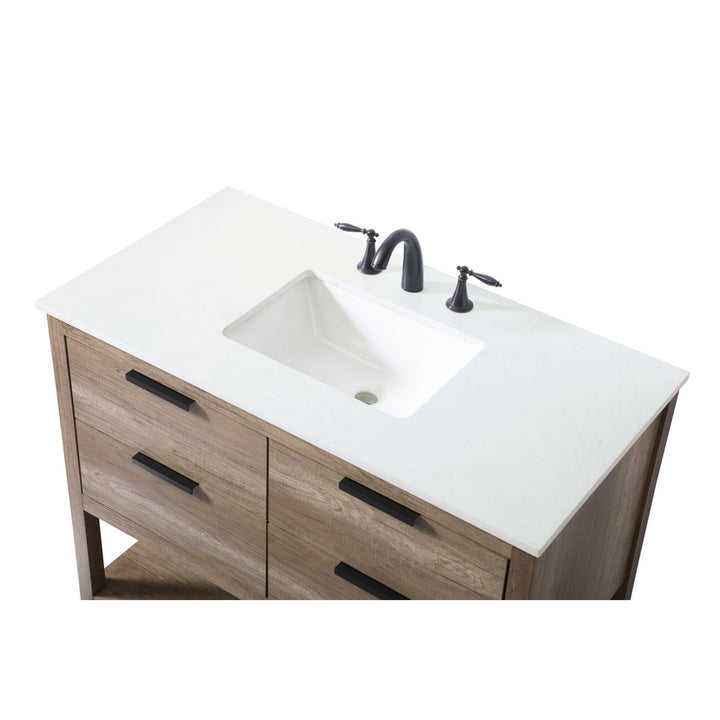 42 Inch Single Bathroom Vanity In Natural Oak - View 5 - Joshua Marshal