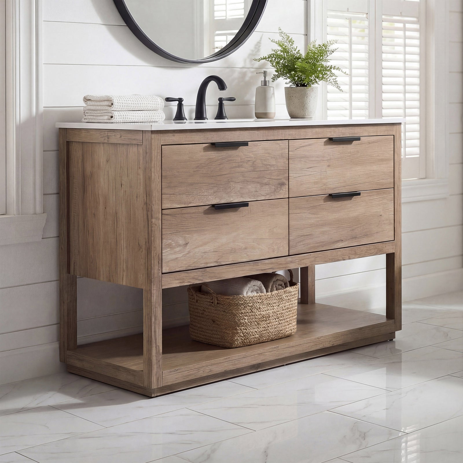 48 Inch Single Bathroom Vanity In Natural Oak Natural Oak Finish - KITCHEN & BATH by Joshua Marshal