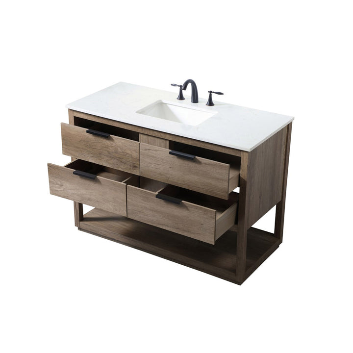 48 Inch Single Bathroom Vanity In Natural Oak - View 5 - Joshua Marshal