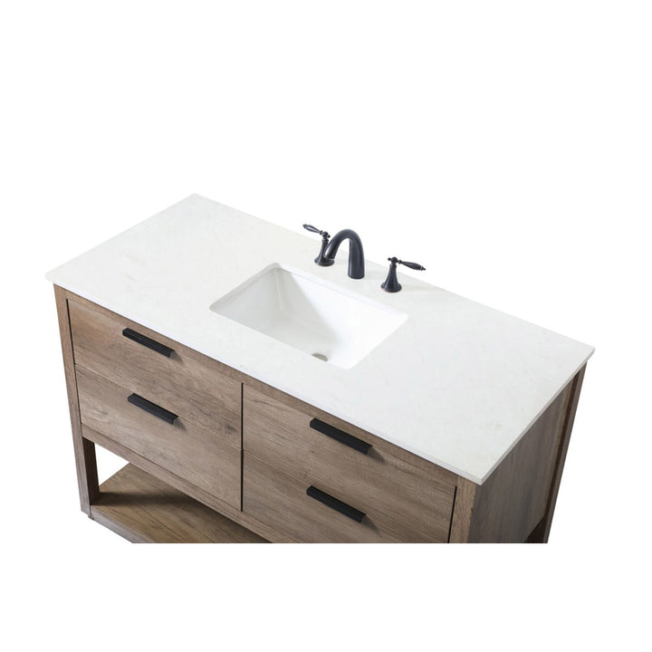 48 Inch Single Bathroom Vanity In Natural Oak - View 6 - Joshua Marshal