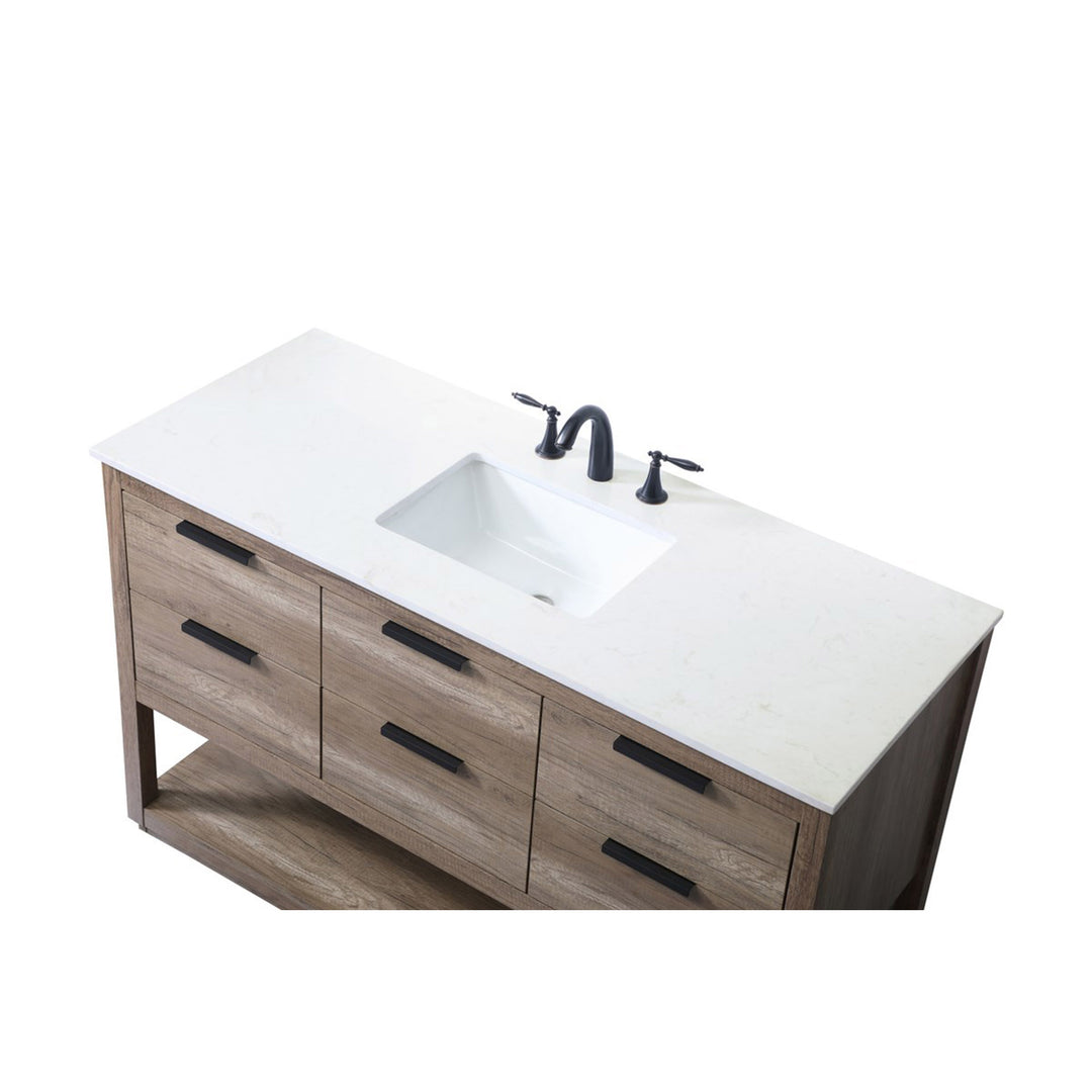 54 Inch Single Bathroom Vanity In Natural Oak - View 5 - Joshua Marshal