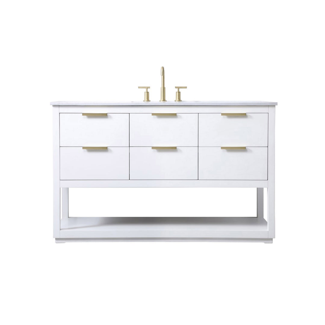 54 Inch Single Bathroom Vanity In White - View 3 - Joshua Marshal