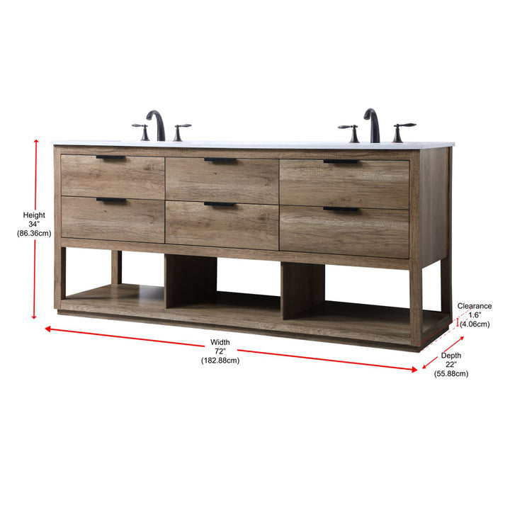 72 Inch Double Bathroom Vanity In Natural Oak - View 4 - Joshua Marshal
