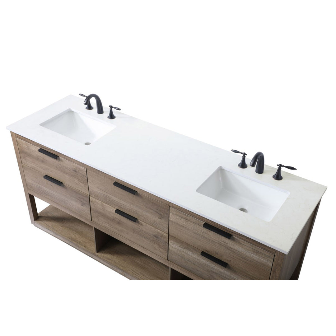 72 Inch Double Bathroom Vanity In Natural Oak - View 6 - Joshua Marshal