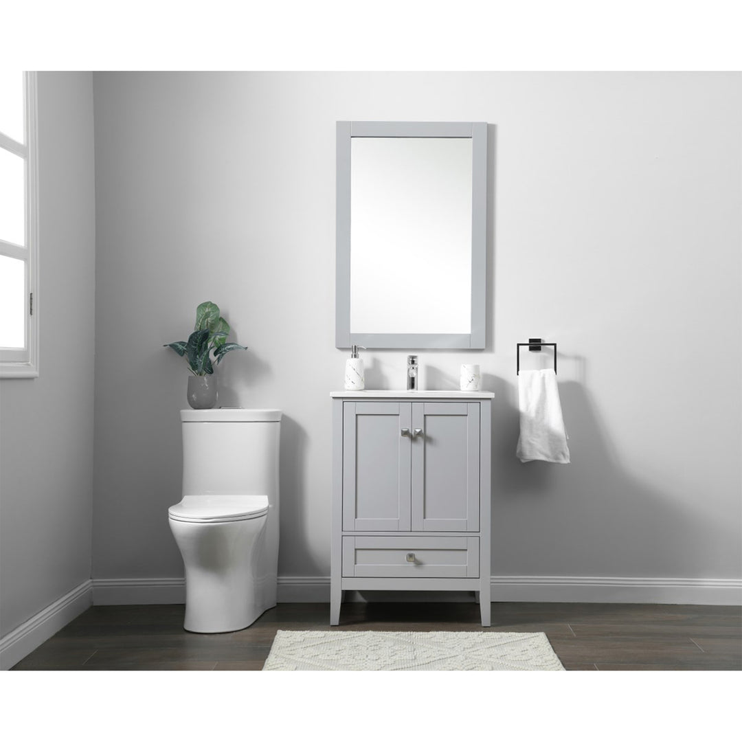 24 Inch Single Bathroom Vanity In Grey - View 2 - Joshua Marshal