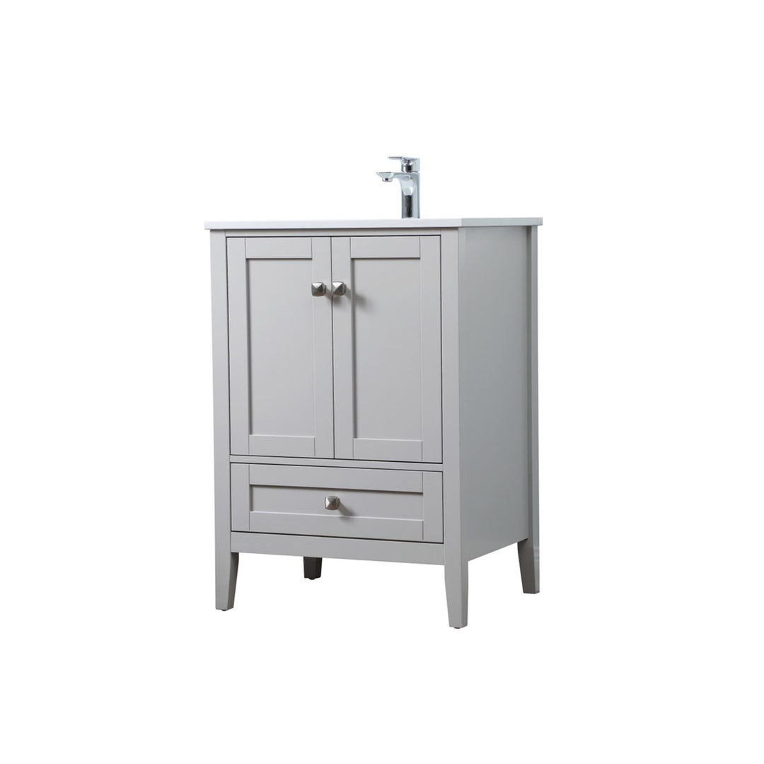 24 Inch Single Bathroom Vanity In Grey - View 4 - Joshua Marshal