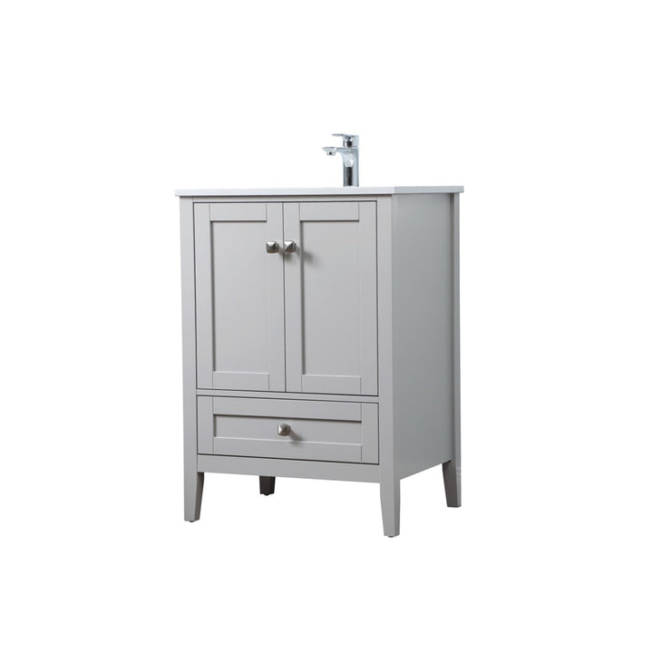 24 Inch Single Bathroom Vanity In Grey - View 4 - Joshua Marshal