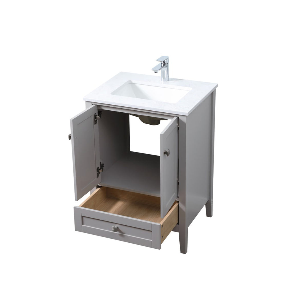 24 Inch Single Bathroom Vanity In Grey - View 5 - Joshua Marshal