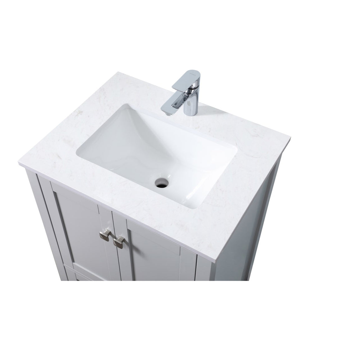24 Inch Single Bathroom Vanity In Grey - View 6 - Joshua Marshal