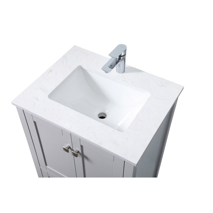 24 Inch Single Bathroom Vanity In Grey - View 6 - Joshua Marshal