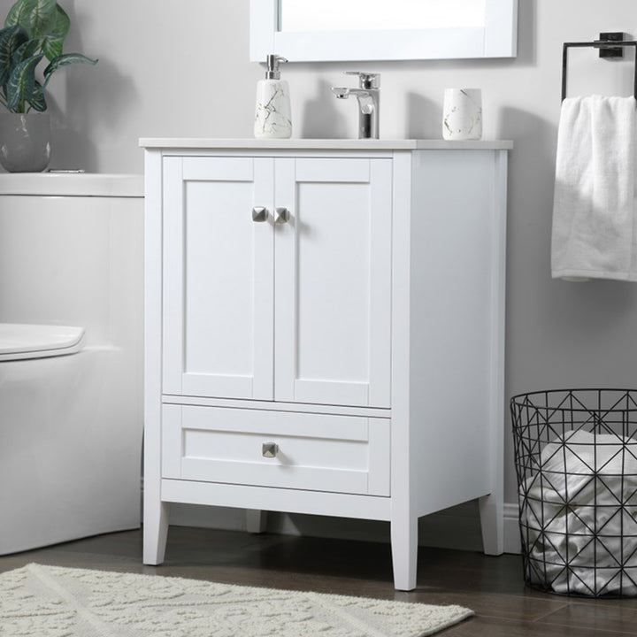 24 Inch Single Bathroom Vanity In White White Finish - KITCHEN & BATH by Joshua Marshal