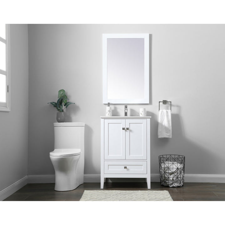 24 Inch Single Bathroom Vanity In White - View 2 - Joshua Marshal