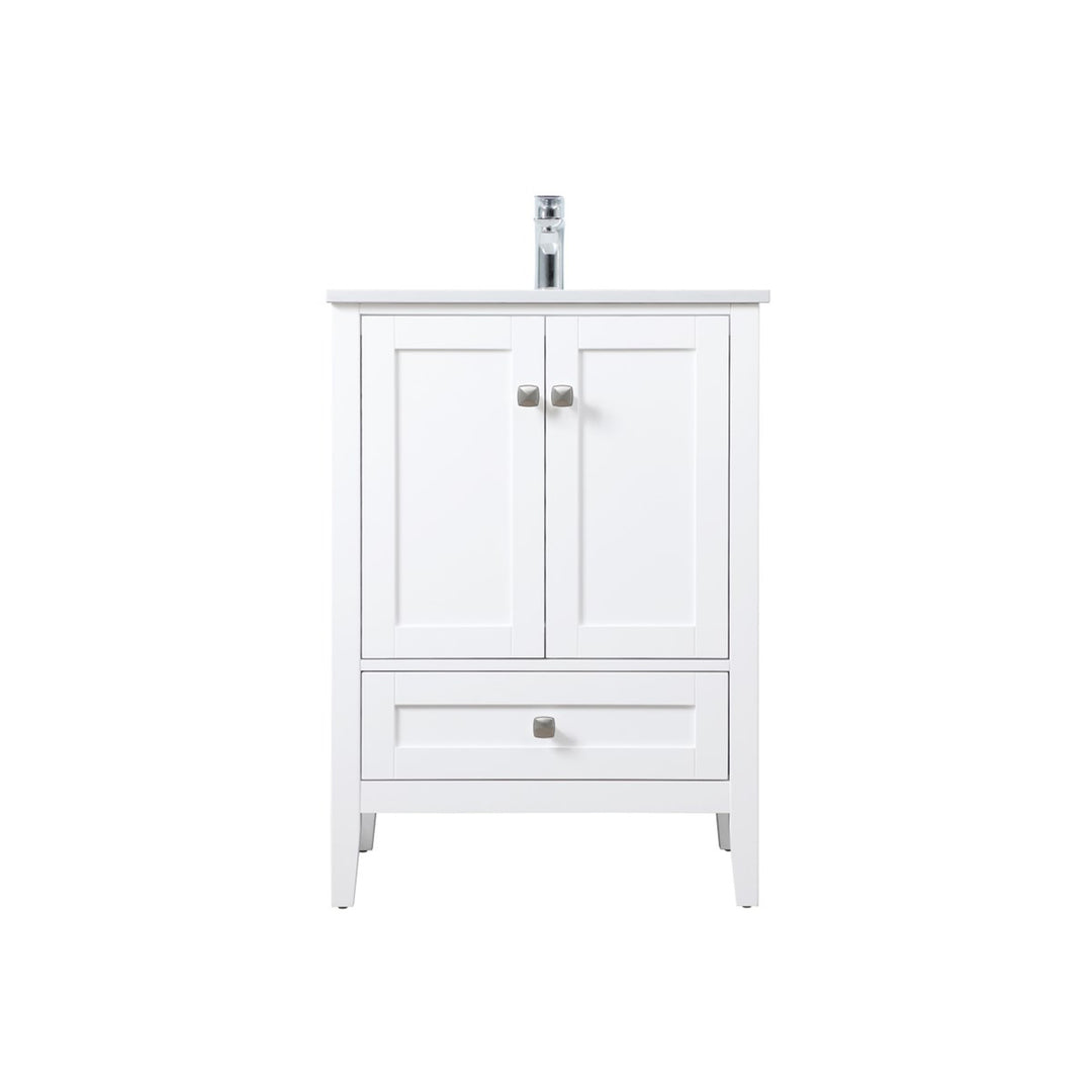 24 Inch Single Bathroom Vanity In White - View 3 - Joshua Marshal