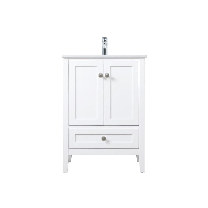 24 Inch Single Bathroom Vanity In White - View 3 - Joshua Marshal