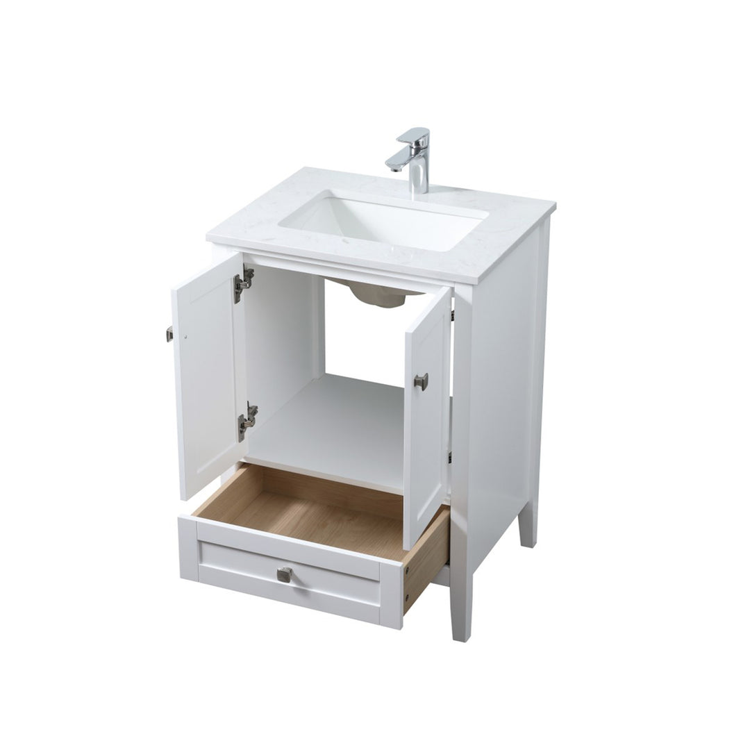 24 Inch Single Bathroom Vanity In White - View 4 - Joshua Marshal