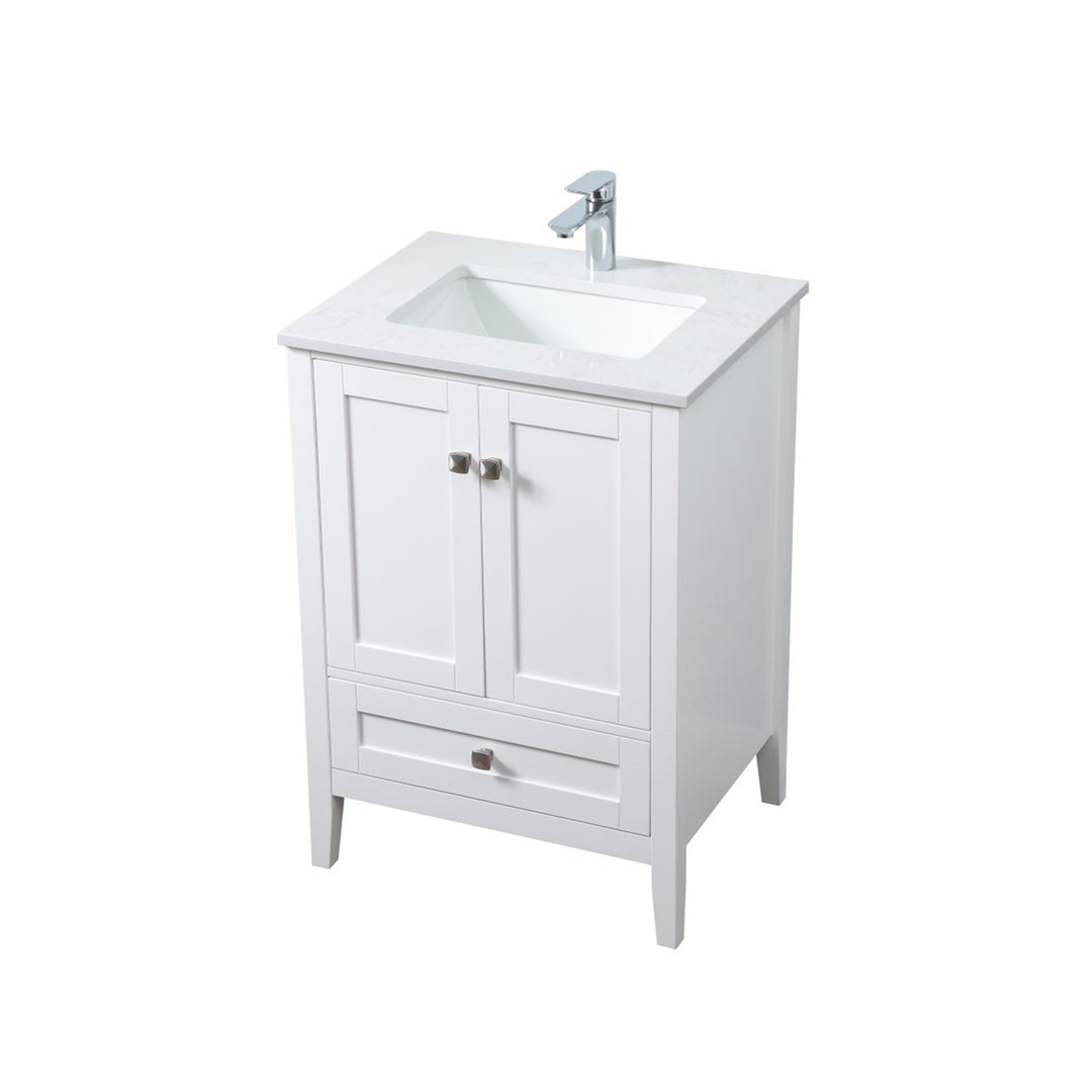 24 Inch Single Bathroom Vanity In White - View 5 - Joshua Marshal