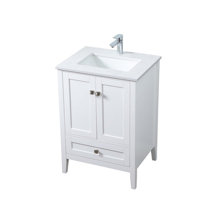 24 Inch Single Bathroom Vanity In White - View 5 - Joshua Marshal
