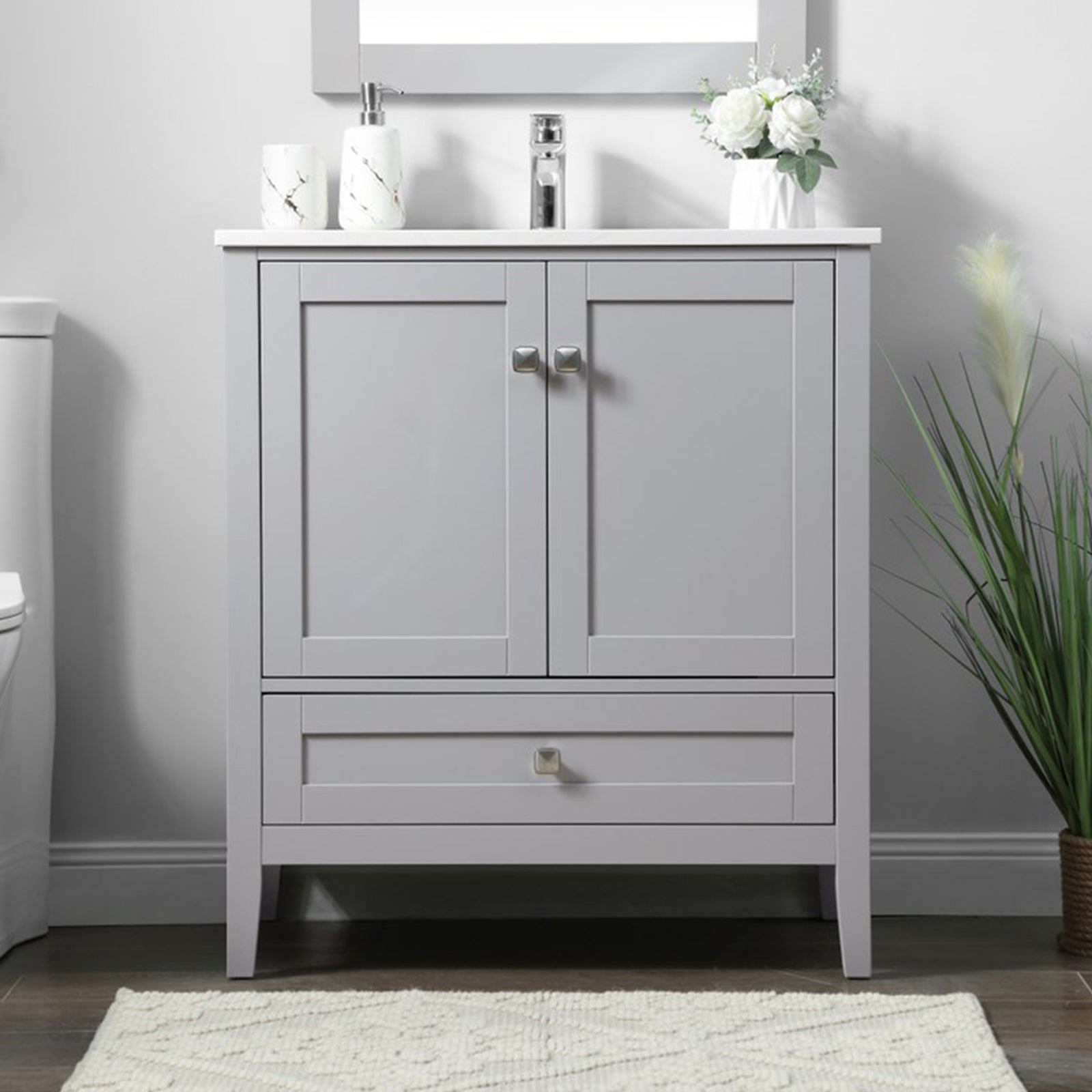 30 Inch Single Bathroom Vanity In Grey Grey Finish - KITCHEN & BATH by Joshua Marshal
