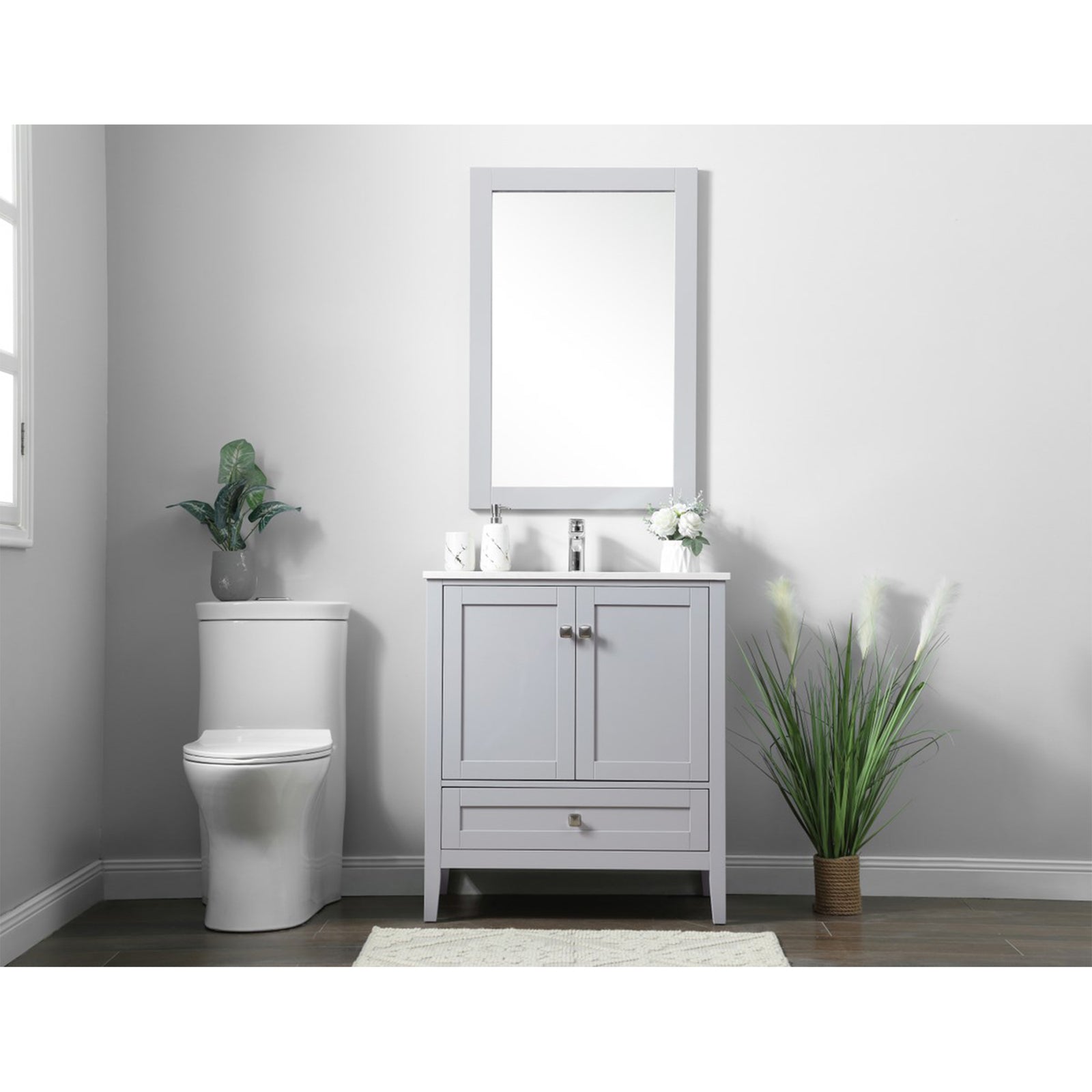 30 Inch Single Bathroom Vanity In Grey - View 2 - Joshua Marshal