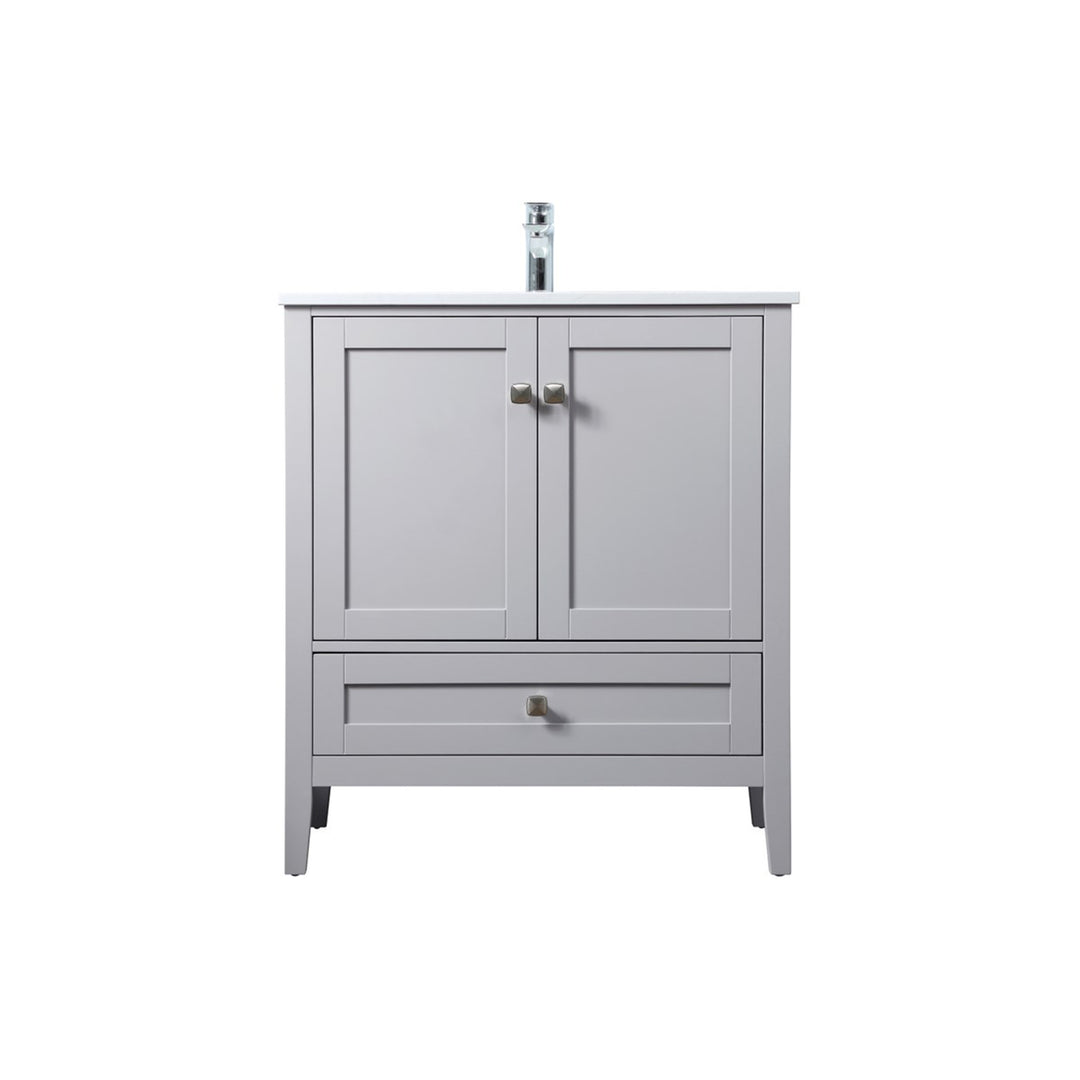 30 Inch Single Bathroom Vanity In Grey - View 3 - Joshua Marshal
