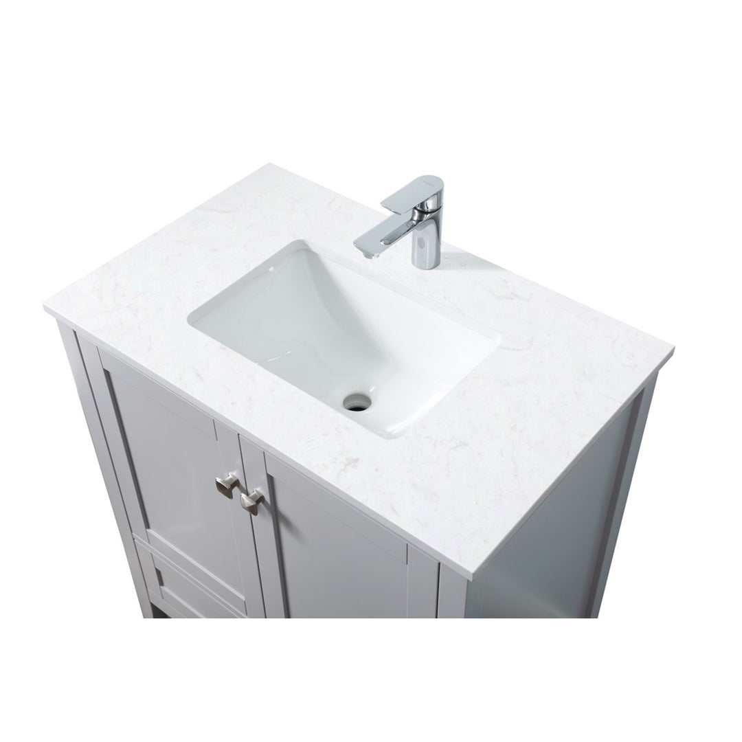 30 Inch Single Bathroom Vanity In Grey - View 5 - Joshua Marshal