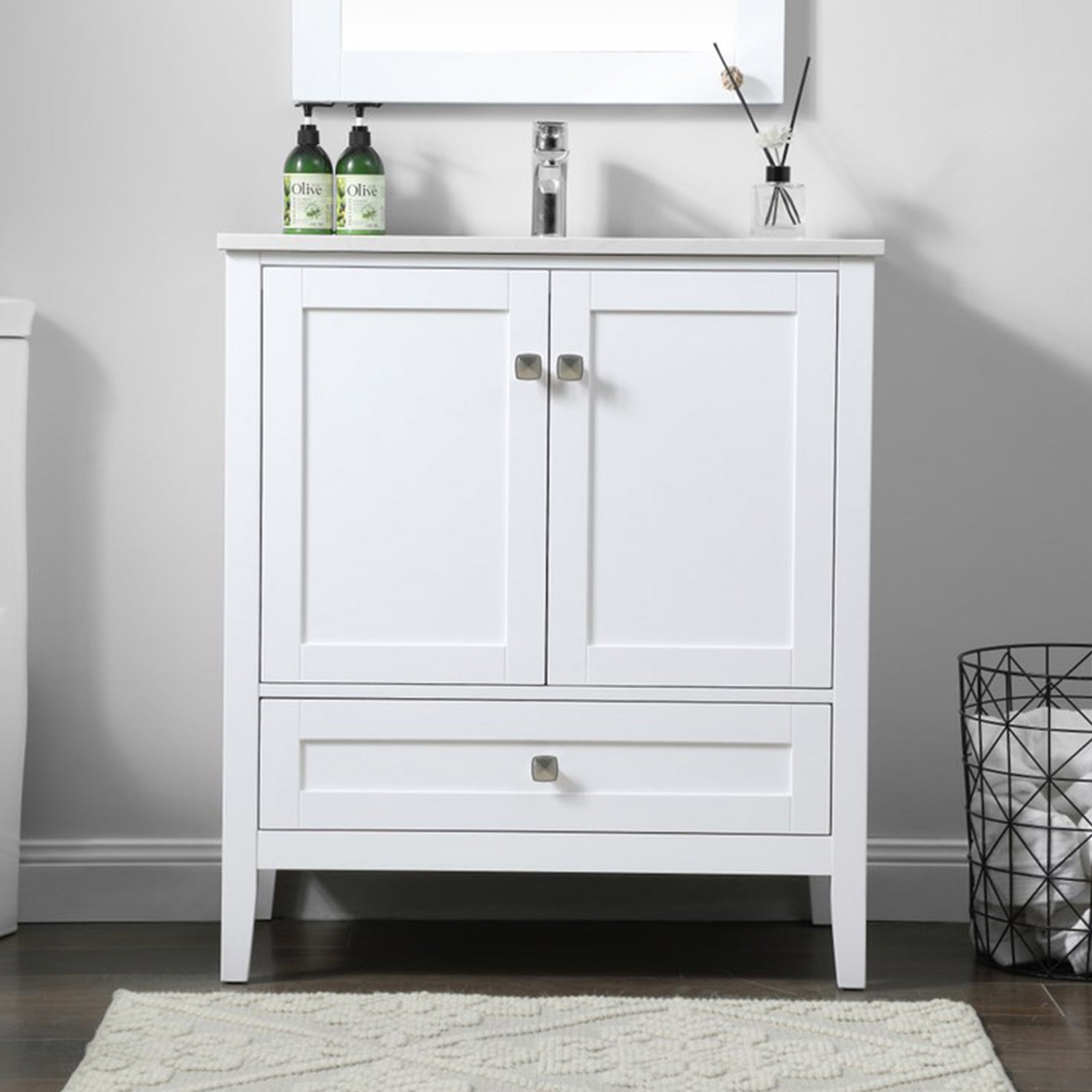 30 Inch Single Bathroom Vanity In White White Finish - KITCHEN & BATH by Joshua Marshal
