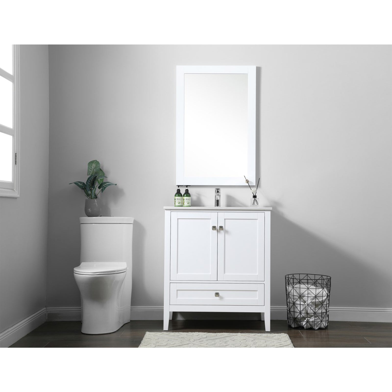 30 Inch Single Bathroom Vanity In White - View 2 - Joshua Marshal