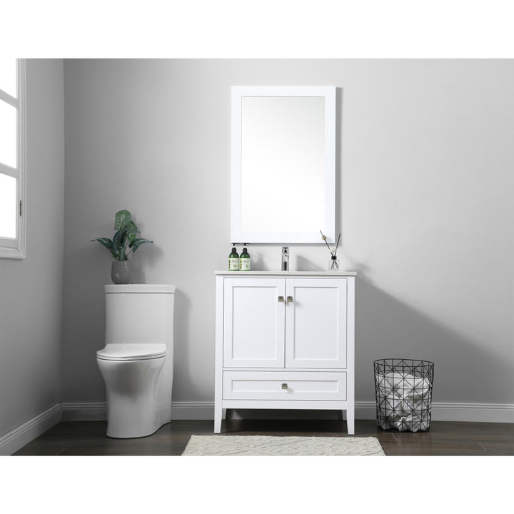 30 Inch Single Bathroom Vanity In White - View 2 - Joshua Marshal