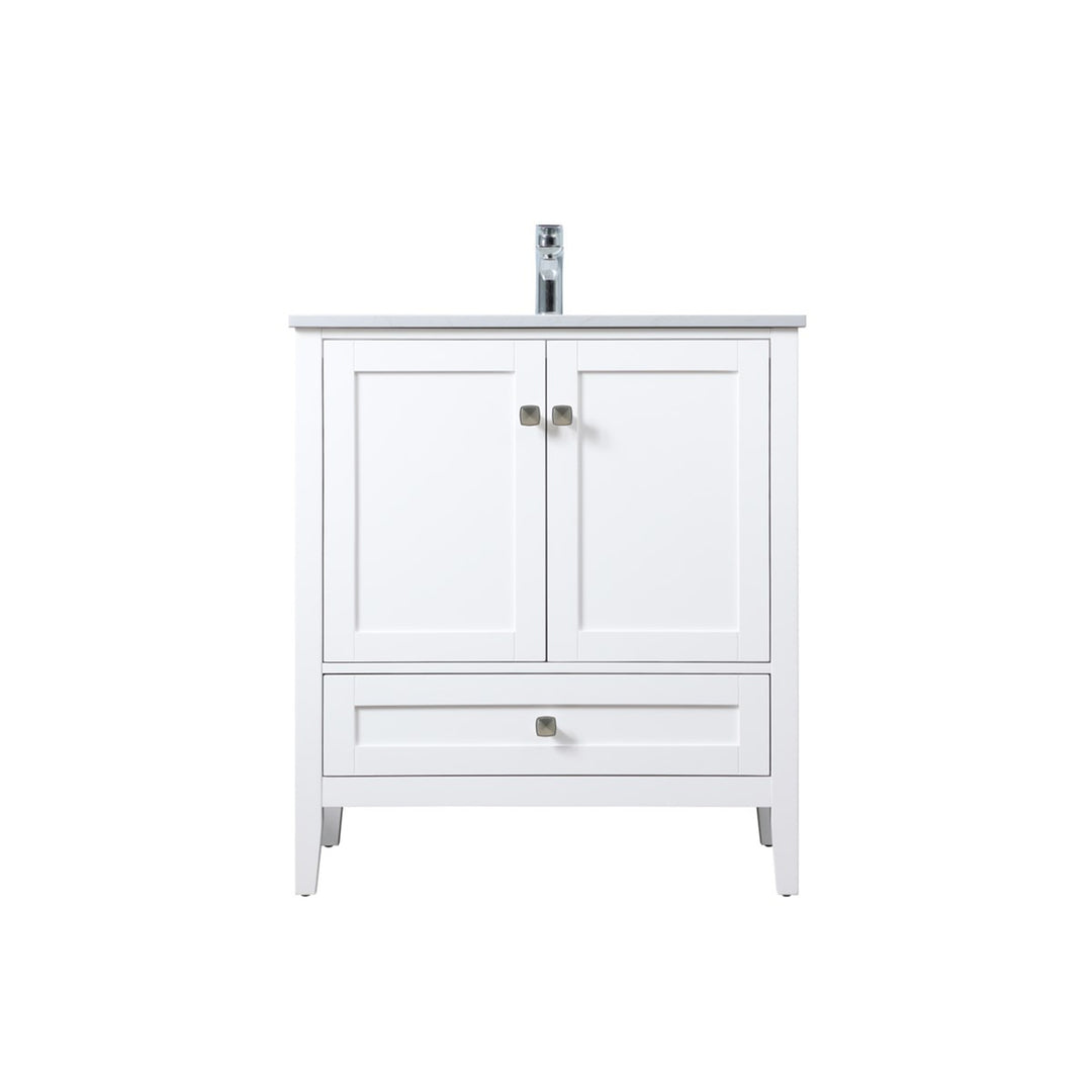 30 Inch Single Bathroom Vanity In White - View 3 - Joshua Marshal