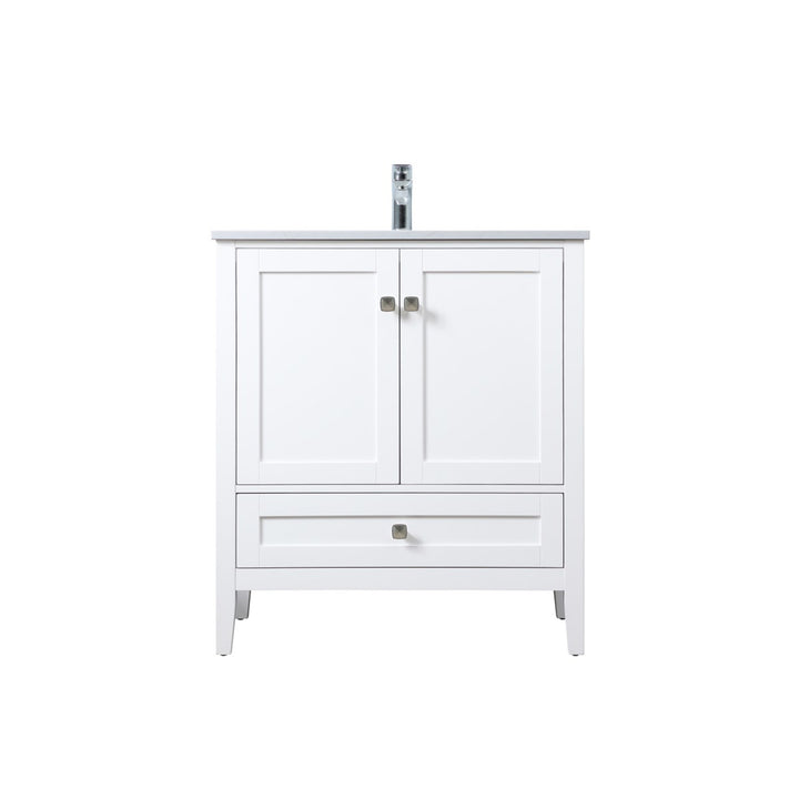 30 Inch Single Bathroom Vanity In White - View 3 - Joshua Marshal