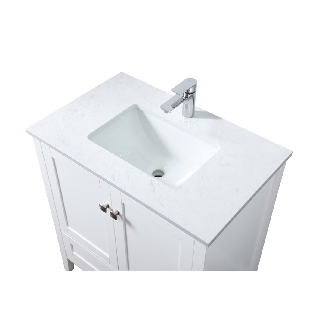 30 Inch Single Bathroom Vanity In White - View 4 - Joshua Marshal