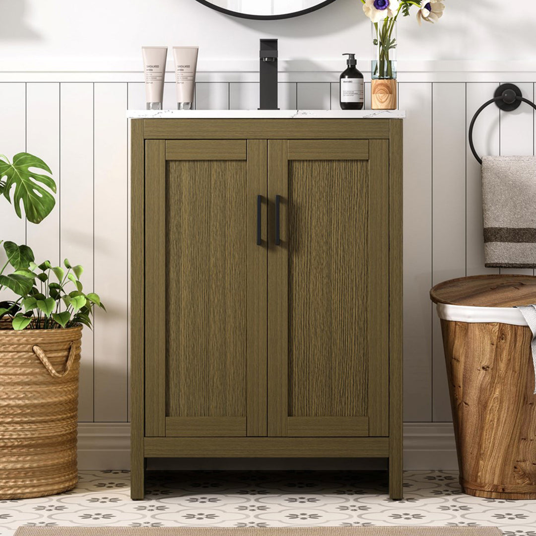 24 Inch Single Bathroom Vanity In Chestnut Brown Chestnut Brown Finish - KITCHEN & BATH by Joshua Marshal