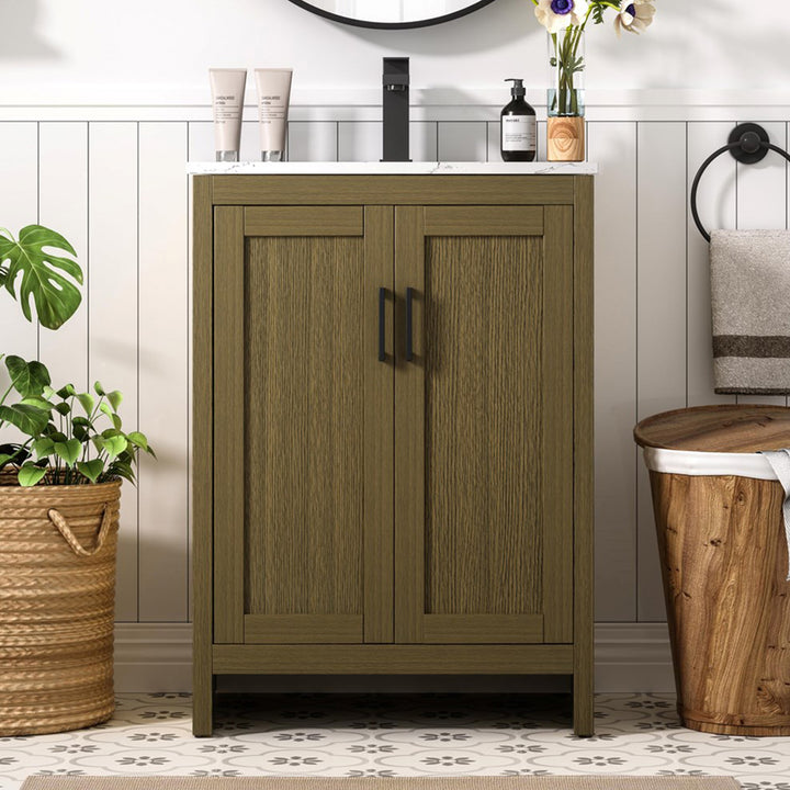 24 Inch Single Bathroom Vanity In Chestnut Brown Chestnut Brown Finish - KITCHEN & BATH by Joshua Marshal