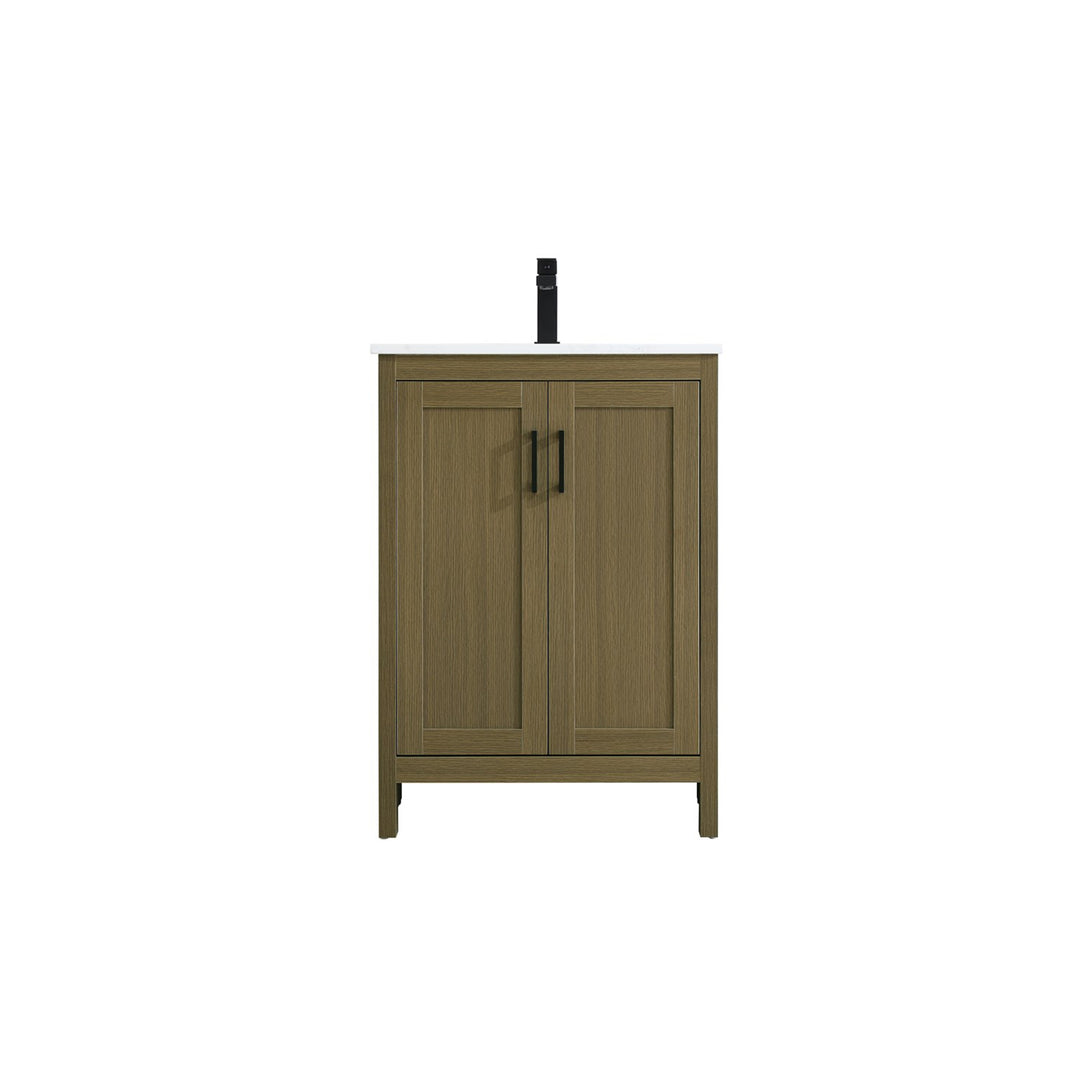 24 Inch Single Bathroom Vanity In Chestnut Brown - View 3 - Joshua Marshal