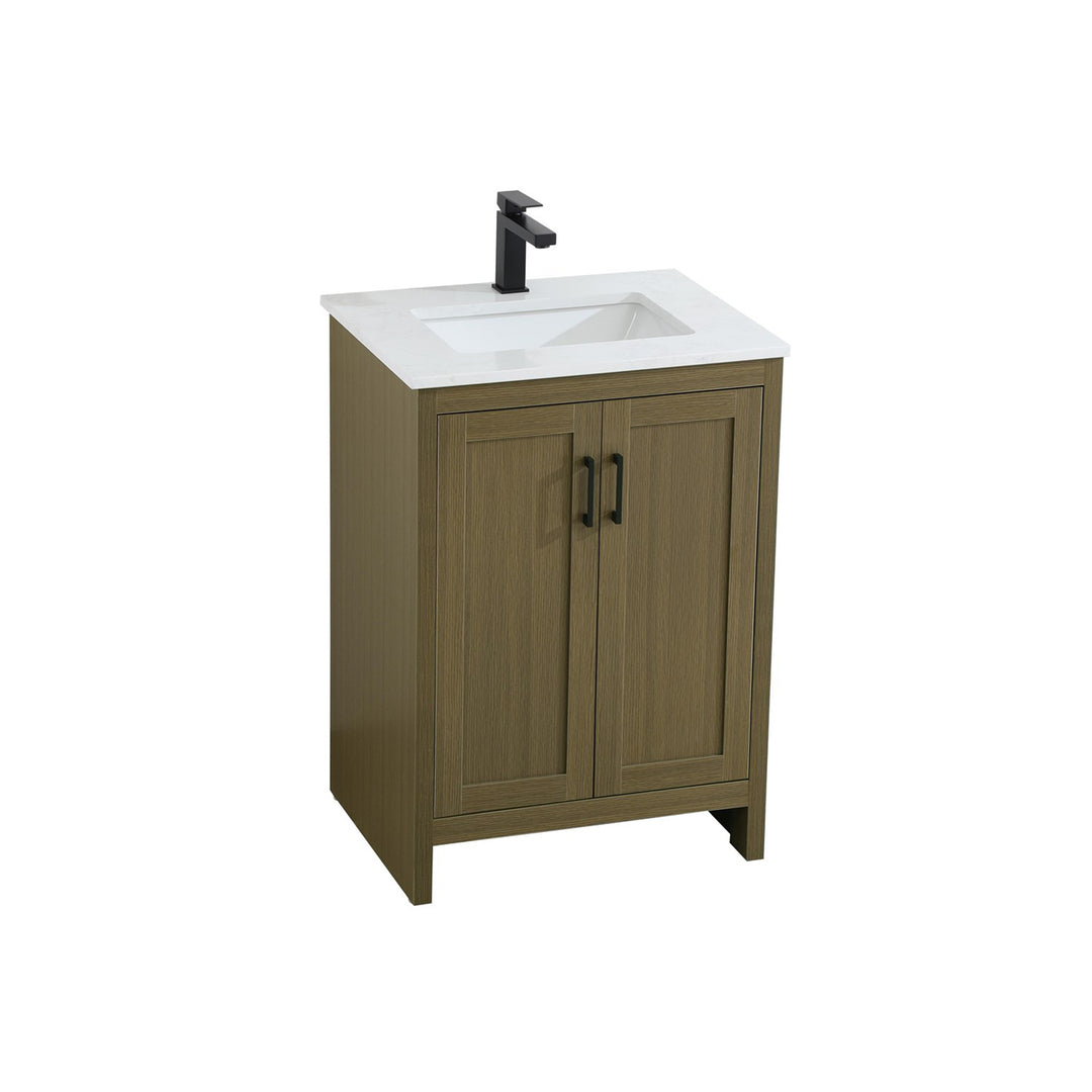 24 Inch Single Bathroom Vanity In Chestnut Brown - View 4 - Joshua Marshal