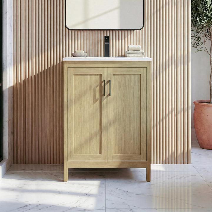 24 Inch Single Bathroom Vanity In Honey Brown Honey Brown Finish - KITCHEN & BATH by Joshua Marshal