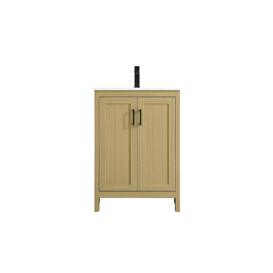 24 Inch Single Bathroom Vanity In Honey Brown - View 3 - Joshua Marshal