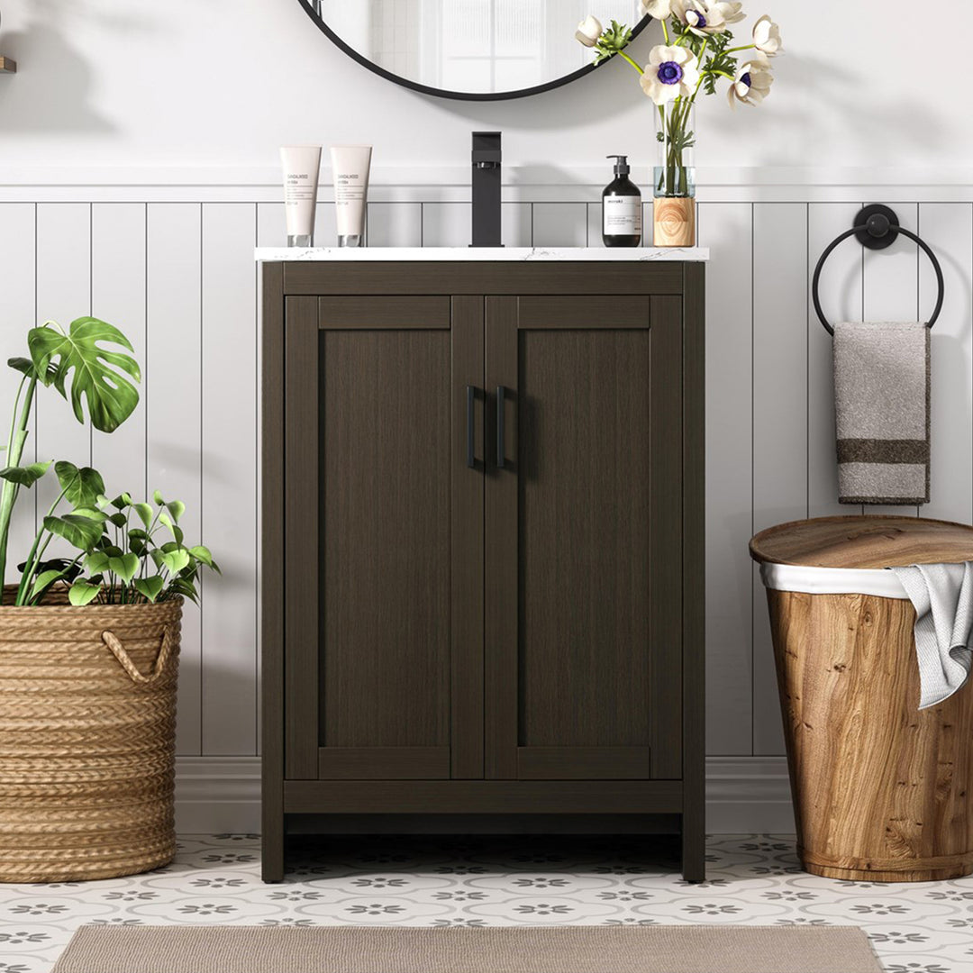 24 Inch Single Bathroom Vanity In Mocha Brown Mocha Brown Finish - KITCHEN & BATH by Joshua Marshal
