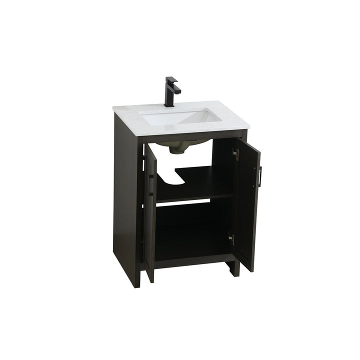 24 Inch Single Bathroom Vanity In Mocha Brown - View 4 - Joshua Marshal