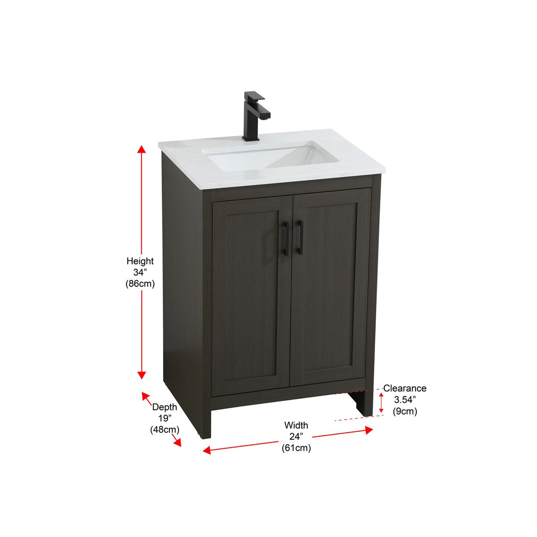 24 Inch Single Bathroom Vanity In Mocha Brown - View 6 - Joshua Marshal