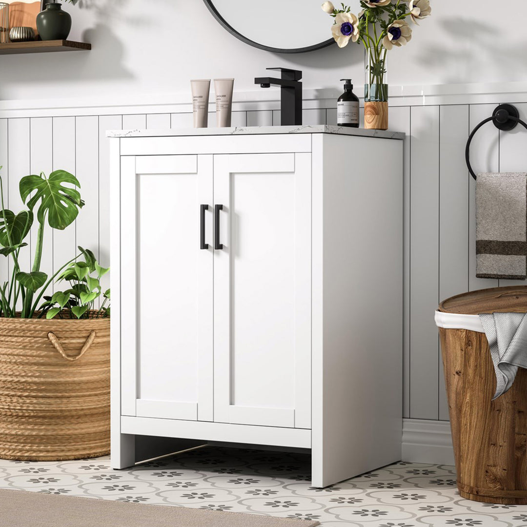 24 Inch Single Bathroom Vanity In White White Finish - KITCHEN & BATH by Joshua Marshal