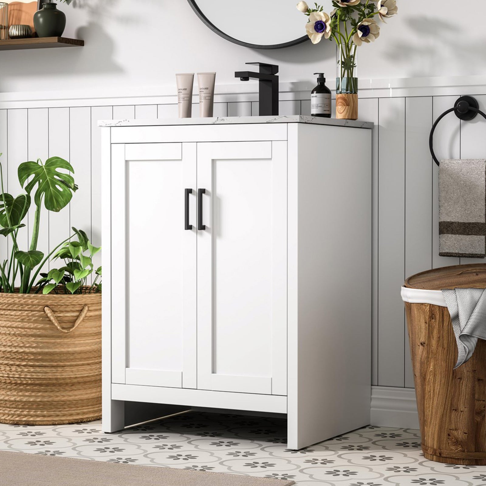 24 Inch Single Bathroom Vanity In White White Finish - KITCHEN & BATH by Joshua Marshal