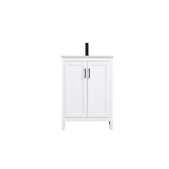 24 Inch Single Bathroom Vanity In White - View 3 - Joshua Marshal