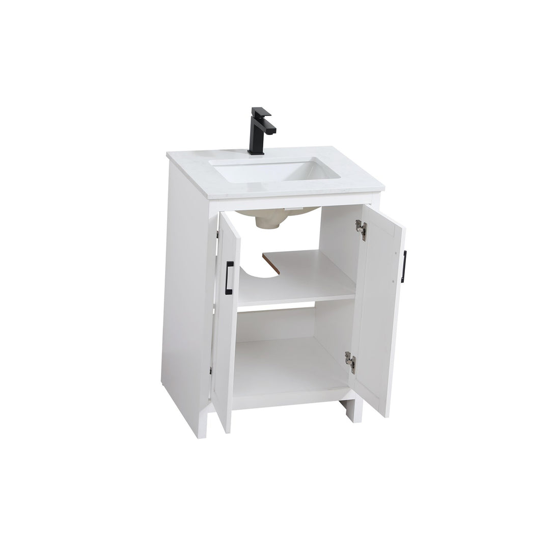 24 Inch Single Bathroom Vanity In White - View 4 - Joshua Marshal